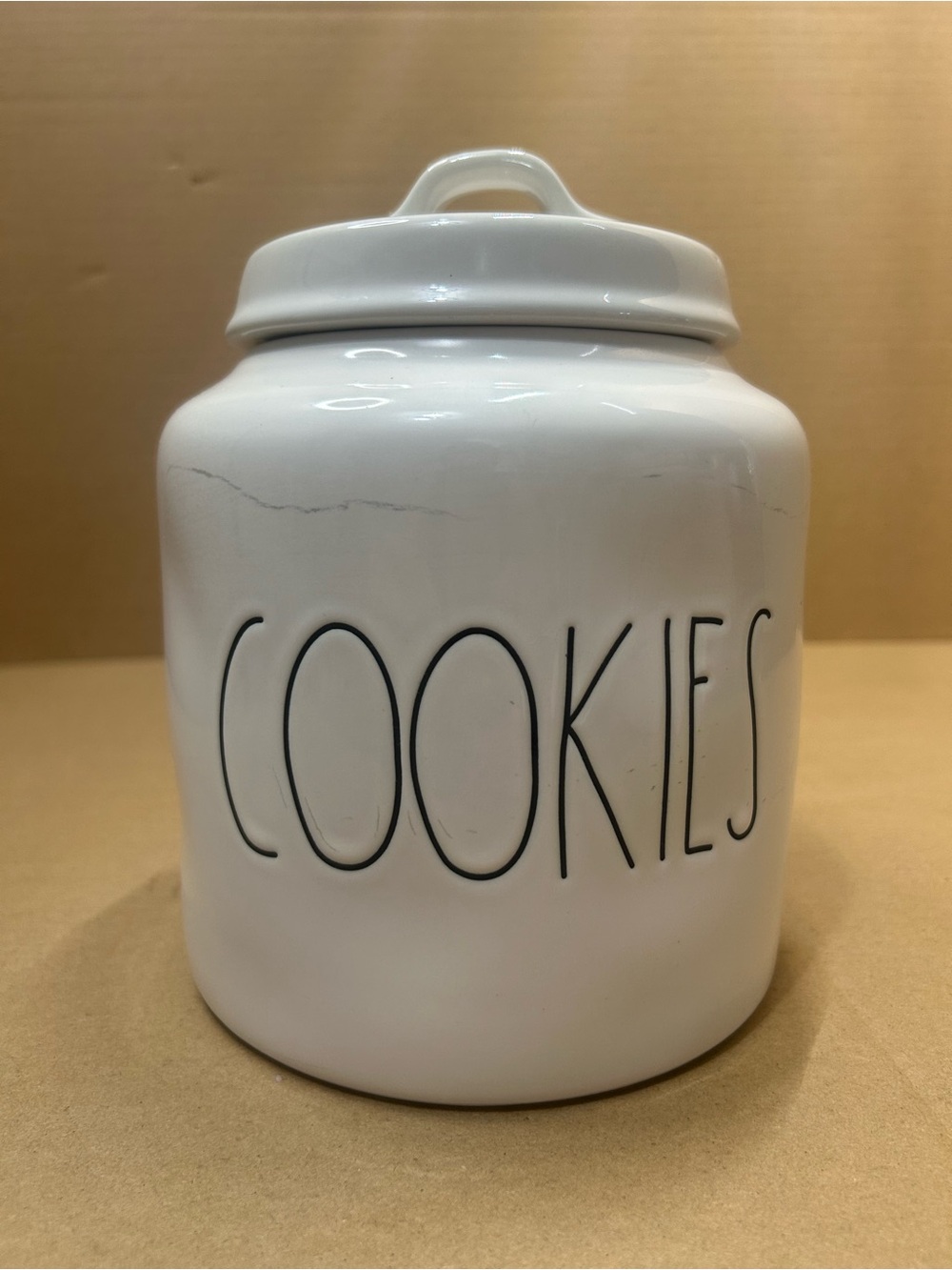 Rae Dunn White Ceramic 'Cookies' Canister with Lid - Kitchen Storage